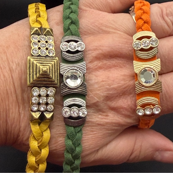 Lia Sophia Yellow, Green, and Orange Leather Braided Bracelets Bundle - Picture 3 of 7